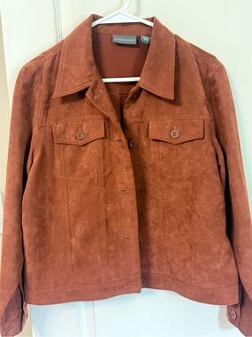 Relativity Rust Brown Suede-Look Button Jacket